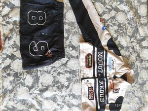 “Black &amp; White Graphic Varsity Jacket + Shorts Co-