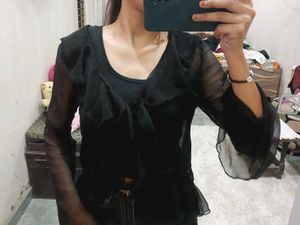 Sheer Black Ruffle shurg