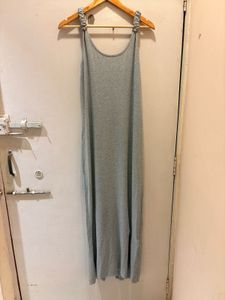 Scrunchie Strap Gray Maxi Dress