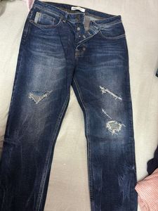 ZARA Distressed Blue Denim Jeans
