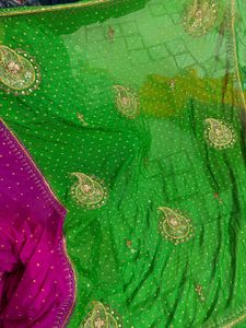 Vibrant Embroidered Silk Saree