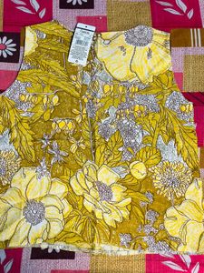 Women floral printed yellow top