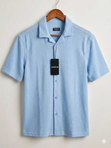 trending men Textured Button-Up Shirt