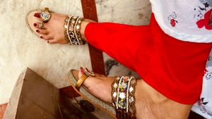 ❌multi colour sandal in mirror work