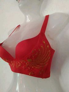 Red Floral Detail Bra