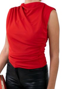 Chic Red Mock Neck Top