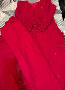 Vibrant Red Embroidered Kurta Set