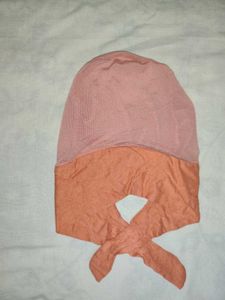 New coral Pink cris cross Hijab Cap