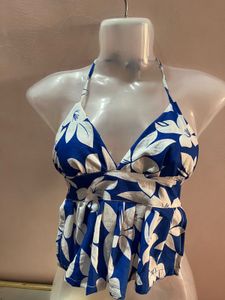 Blue Floral Halter Beach Backless top