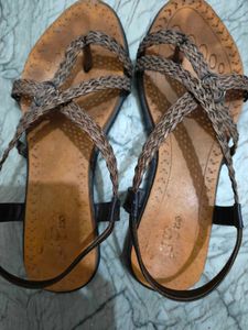 Braided Strap Brown Sandals