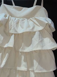 Imported Beige Ruffle Layered Mini Dress