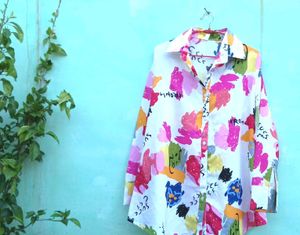 Vibrant  Print Wrap shirt 🍡🌼