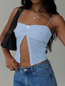 25245. Cute Blue Textured Crop Top