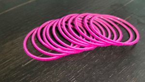 set of  12 Vibrant Pink Velvet Bangles