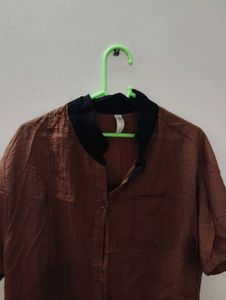 Vintage Brown Linen Blend Shirt✨