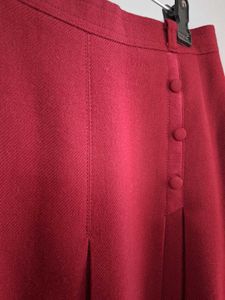 Maroon Pleated Midi Skirt
