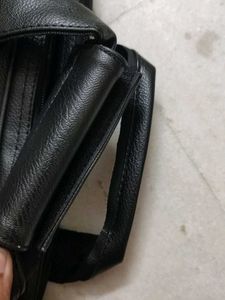 Stylish Black Leather Briefcase - Laptop Bag
