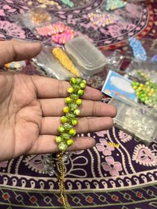 Green &amp; Yellow Beaded marble coloured Bracelet