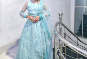 Stunning Blue Sequined Lehenga Choli