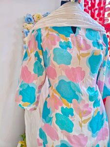 Floral Print Kurta Set with Dupatta