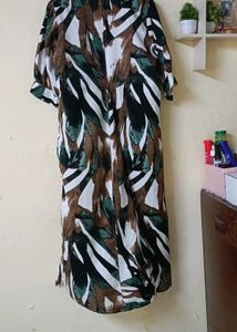 Abstract Print Midi Shirt Dress