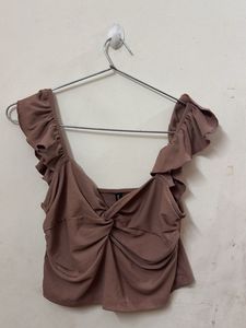 Ruched Twist Front Crop Top