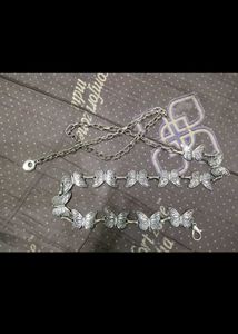 jeans with butterfly chain belt