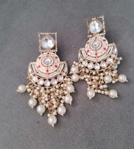 Elegant Pearl Drop Chandbali Earrings