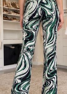Body hugging abstract wide y2k Leg Pants