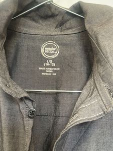 Men's Grey Long-Sleeve Button-Up Shirt