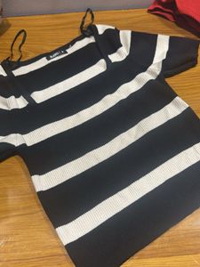 Chic Striped Knit Top with Straps