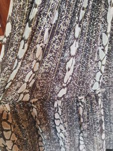 Sheer Snake Print Smocked Midi Dress