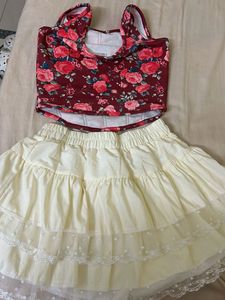 Floral Corset Top &amp; Tiered Mini Skirt Set