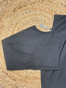 Black Cropped Shirt with Chained Sleeve