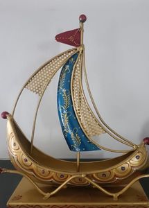 Decorative Metallic Sailboat Showpiece
