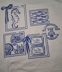 Casual Oversized T-Shirt with "At the Sea" Print