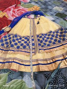 Elegant Yellow &amp; Blue Lehenga Choli Set