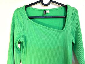 H&amp;M Ribbed Asymmetrical Neck Mini Dress