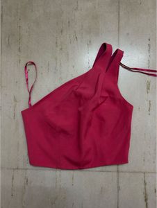 Hot Pink One-Shoulder Statement Crop Top