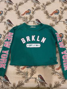 H&M Green 'BRKLN' Long Sleeve Top