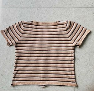 Striped Square Neck Button-Up Top🫶🏻😭