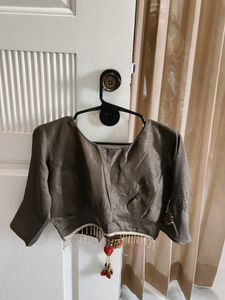Elegant Brown Embellished Saree