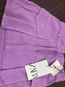 Zara Purple Cargo Mini Skirt