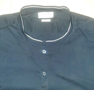 Rare ZARA Men's Slim Fit Henley Navy Blue Shirt