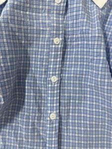 Blue collared Plaid Top