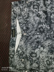 Black And White Floral Printed Jeans
