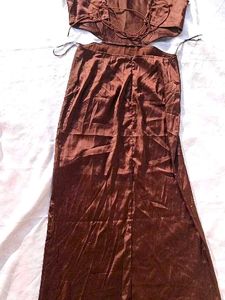 Brand New (Urbanic) Coffee Brown Satin Slip Dress