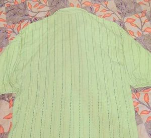 Lime Green Striped Puff Sleeve Top