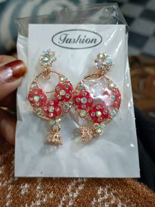 Red Floral Earrings