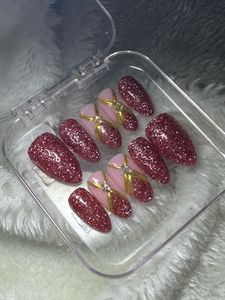 Glamorous Pink Glitter Press-On Nails